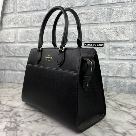 Kate Spade Madison Medium Satchel & Large Slim Bifold Wallet In Black - Picture 4 of 15